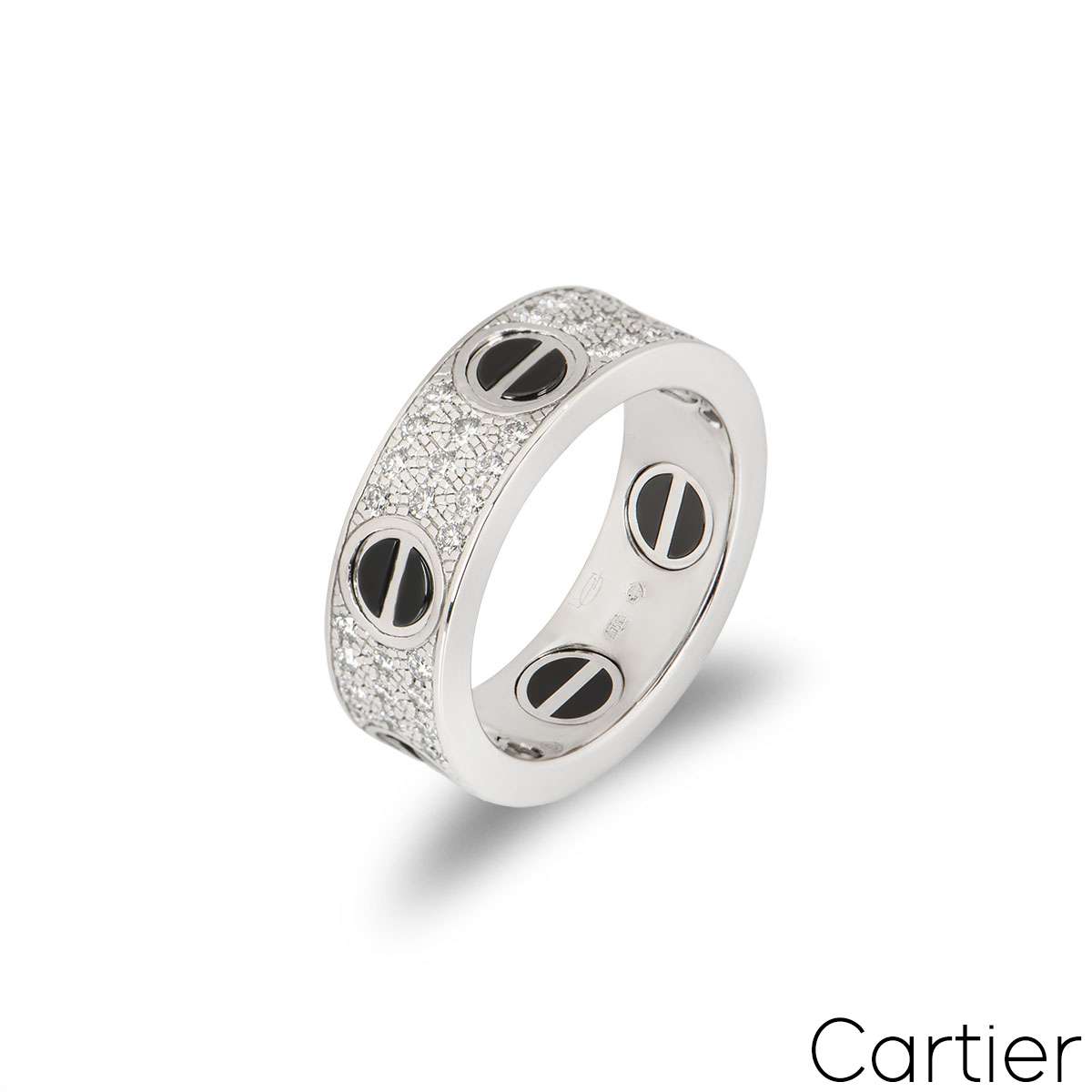 Cartier White Gold Diamond & Ceramic Love Ring Size 53 B4207600